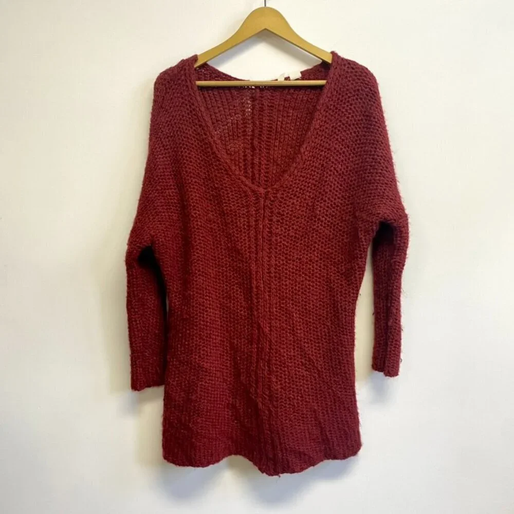 Anthropologie Moth V Neck Alpaca Wool Blend Knit Sweater